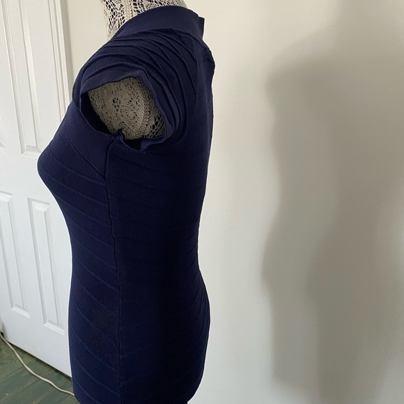La Cite navy blue bandage bodycon midi dress size XS/S EUC - Picture 5 of 5